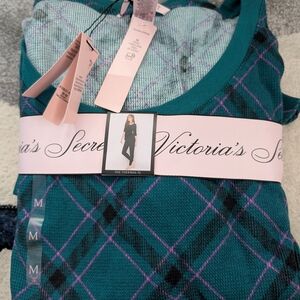 Victoria's Secret Teal and Purple Plaid Pajama Set
